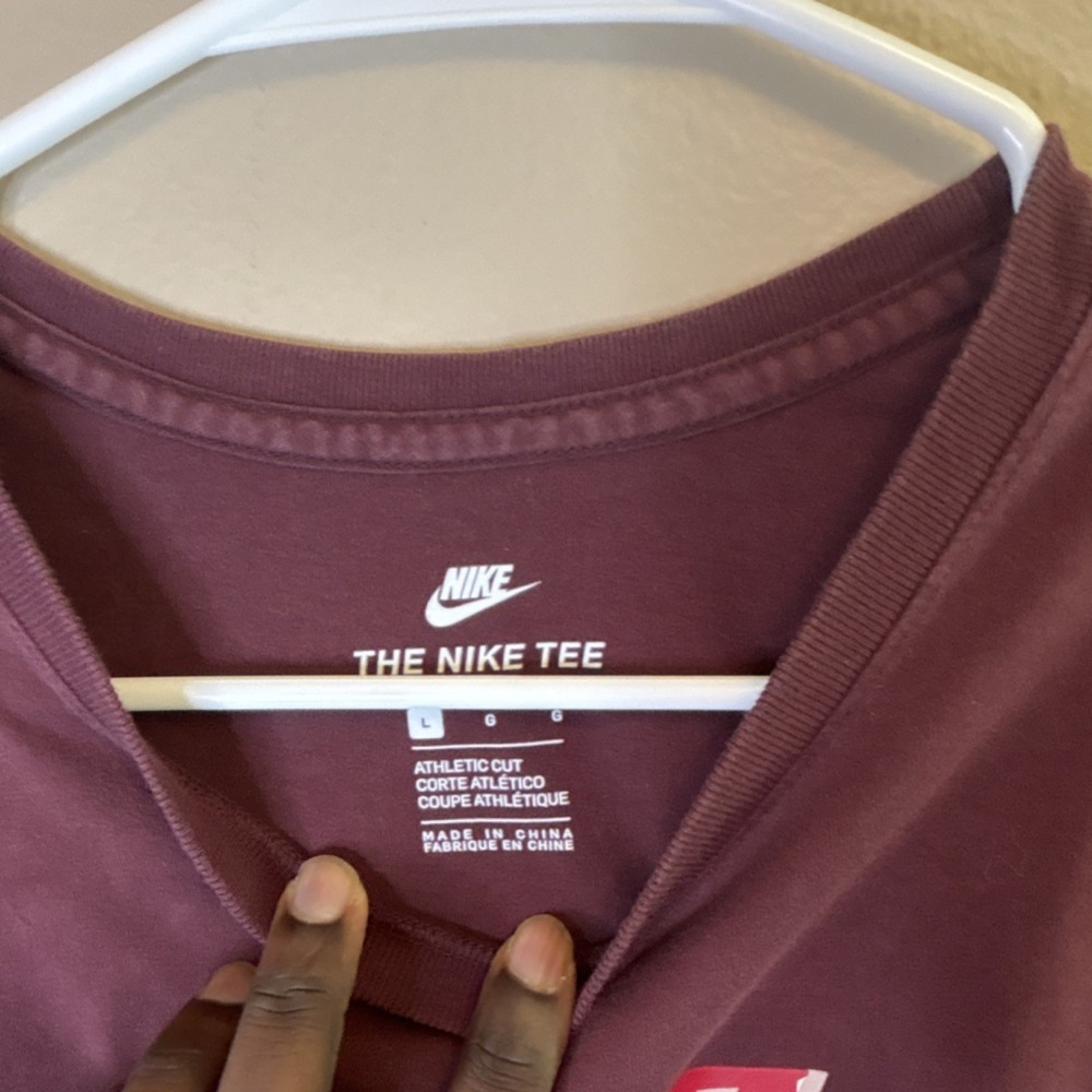 Nike Men's Maroon Graphic Logo Athletic Cut Cotton Crew Neck T-Shirt L - Picture 5 of 6
